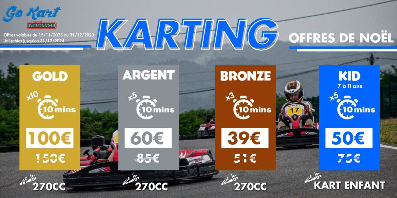 Offres de Noël Karting Circuit Européen PAU ARNOS