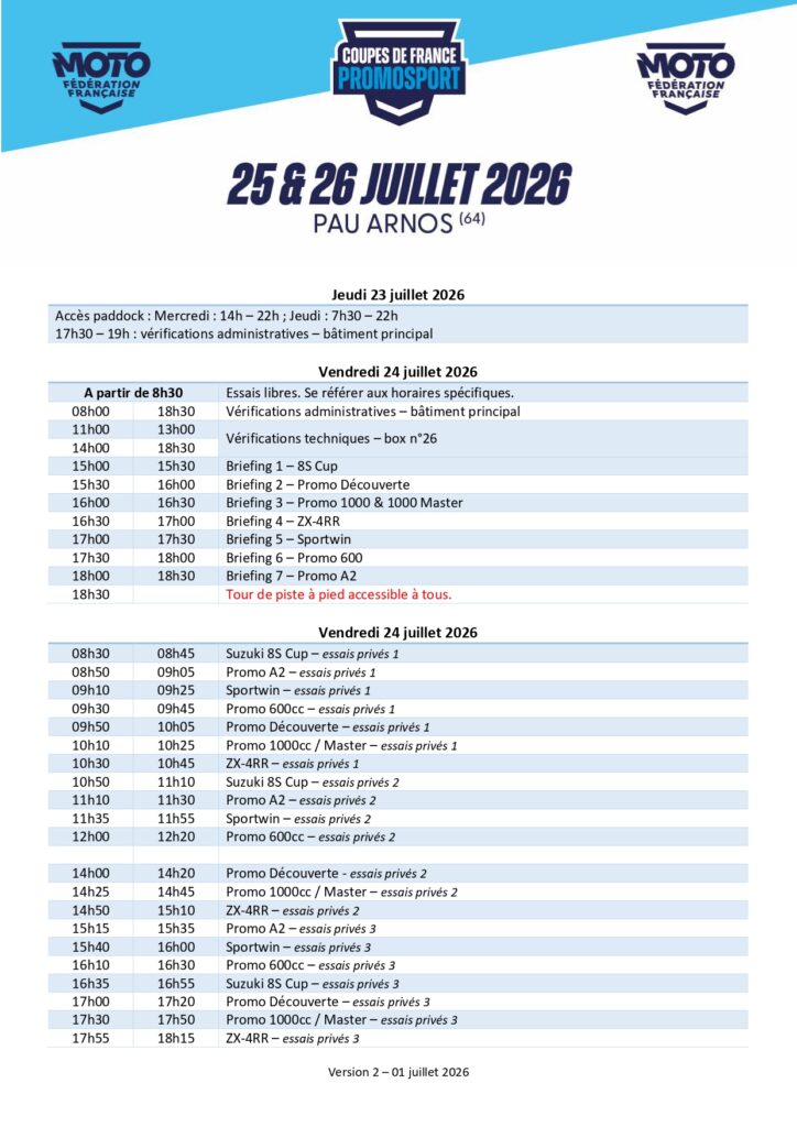 4. Horaires Promosport Pau 2026 du 01 07 2026_page-0001