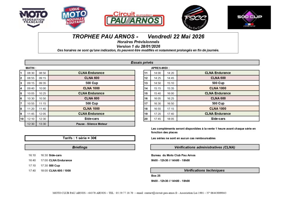 TPA 2026 - Horaires essais privés vendredi_page-0001